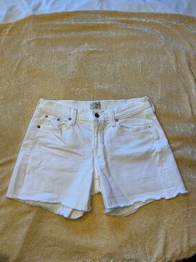 J. CREW White Denim Cutoff Shorts High Rise Frayed Hem (size: 00)